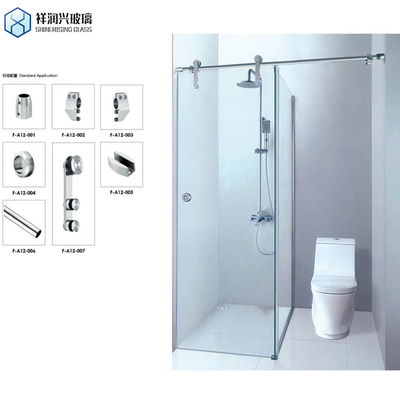 Salle de douche à double porte coulissante avec verre trempé transparent et cadre en alliage d'aluminium