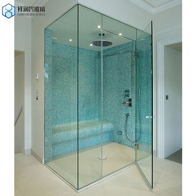 Cabine de douche en verre trempé mat noir avec portes coulissantes et verre unique