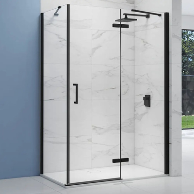 80X80 Noir Petit Carré Cabine de douche en verre pour la maison Travaux de bord plat poli