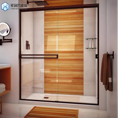 Porte de salle de bain en verre flotté sans cadre avec couches stratifiées et technique de panneau de douche
