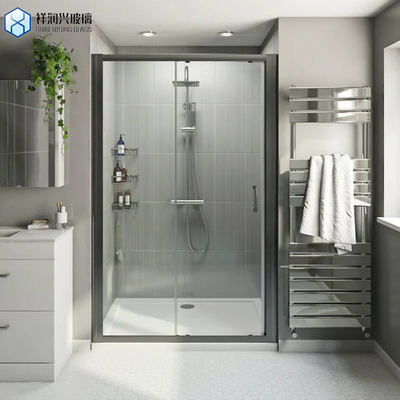 Porte de salle de bain en verre flotté sans cadre avec couches stratifiées et technique de panneau de douche