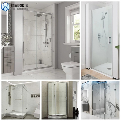 Porte de salle de bain en verre flotté sans cadre avec couches stratifiées et technique de panneau de douche