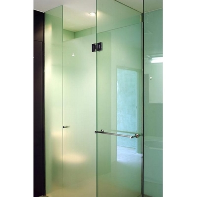 Salle de douche en acier inoxydable semi-ronde avec porte pivotante et bord plat poli