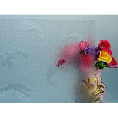 Verre décoratif à l'acide gravé, motif clair, verre glacé 2134X3300mm plié, déplié