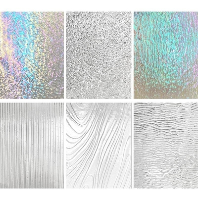 Moru Flûte de bois tacheté Cathédrale arc-en-ciel Satinlite océanique Aqualite texturé motif verre câblé pour 5