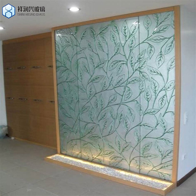 Épaisseur de 3 mm-19 mm Vitre trempé plat Porte à motifs de fleurs de glace pour la décoration de bâtiments
