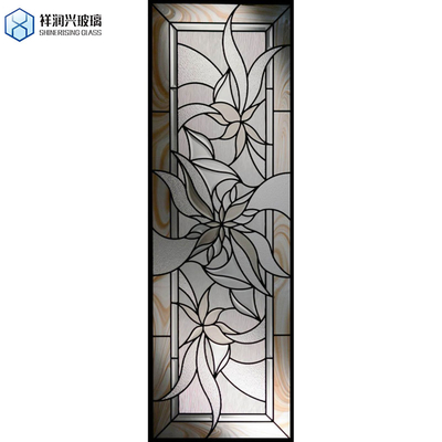 Porte décorative cristalline peinture verre opaque couleur plombé vitrail panneau