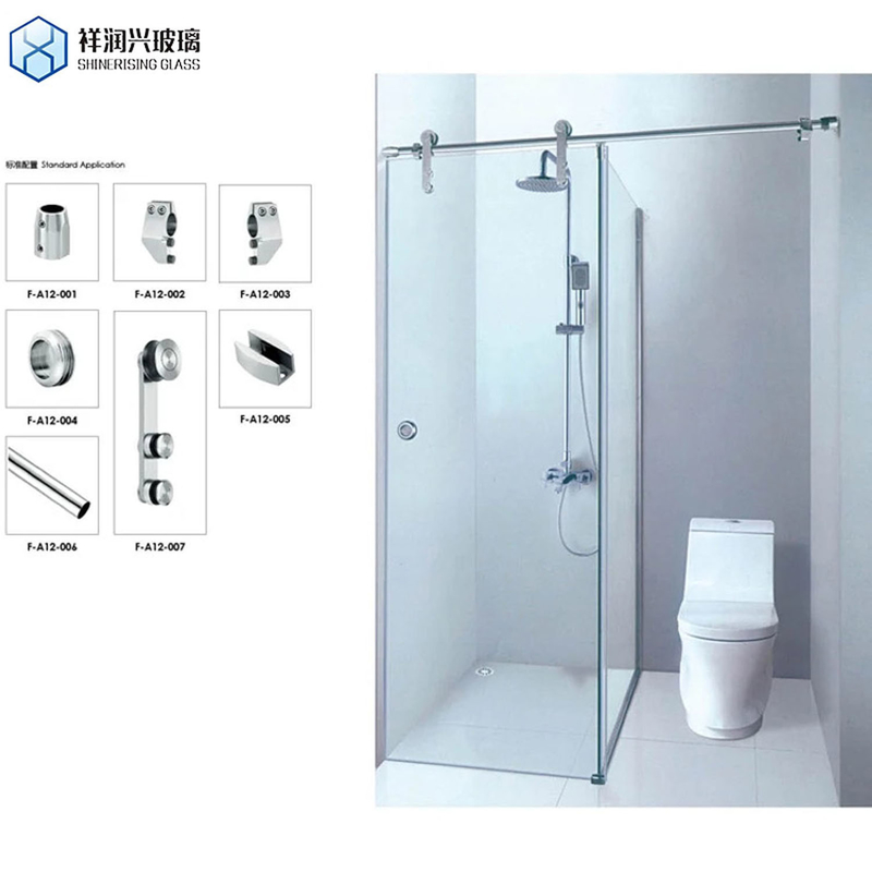 Salle de douche à double porte coulissante avec verre trempé transparent et cadre en alliage d'aluminium