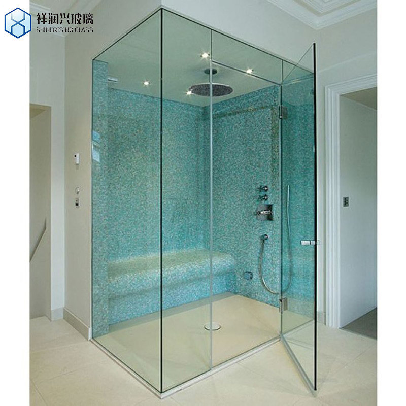 Porte de salle de douche en acier inoxydable à poignée en verre avec 2 poignées et épaisseur de demande