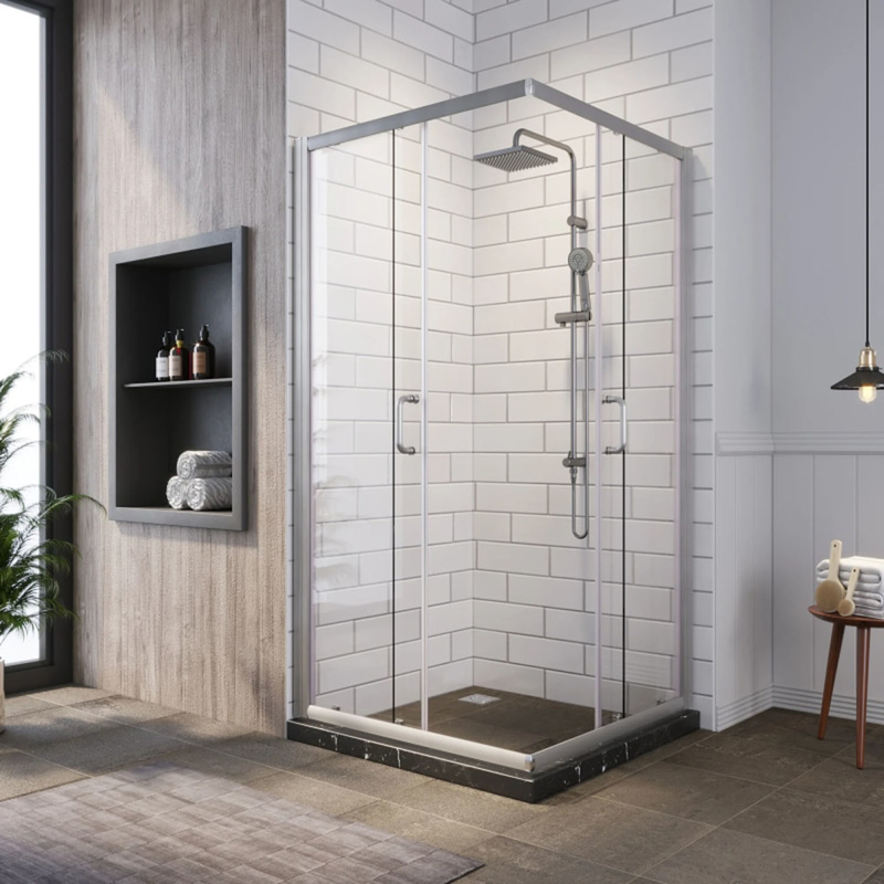 Conception de porte coulissante de douche à demi-ronde pour un cabinet de douche professionnel et moderne
